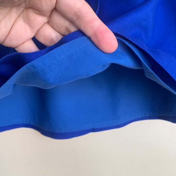 J. Crew Royal Blue Linen Blend Skirt XL Knee Length Pockets Lined Elastic Waist - Picture 4 of 9